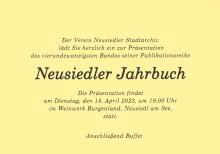 Einladung Präsentation Neusiedler Jahrbuch Bd. 24